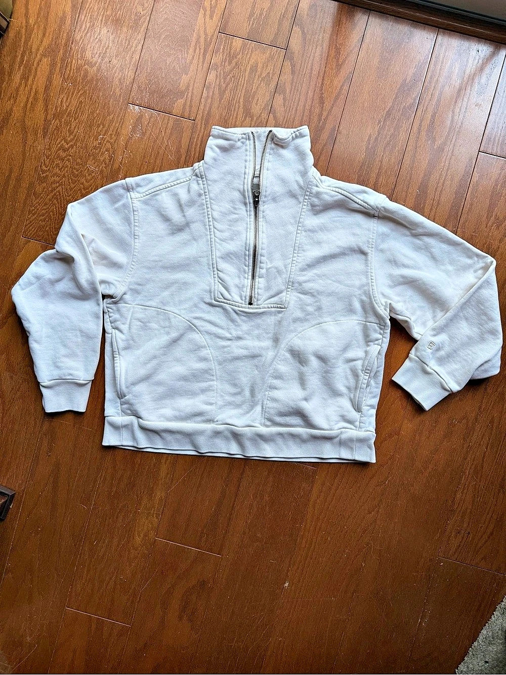 Everlane The Track Half-Zip Cotton Sweatshirt in Bone Size S